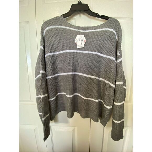 FULL CIRCLE TRENDS 3X 2-WAY GRAY/WHITE LONG SLEEVE SWEATER - Picture 9 of 9